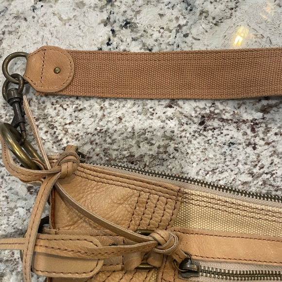 Fossil Leather and Canvas Fossil Bag w/ Fringe Pulls - Picture 4 of 10